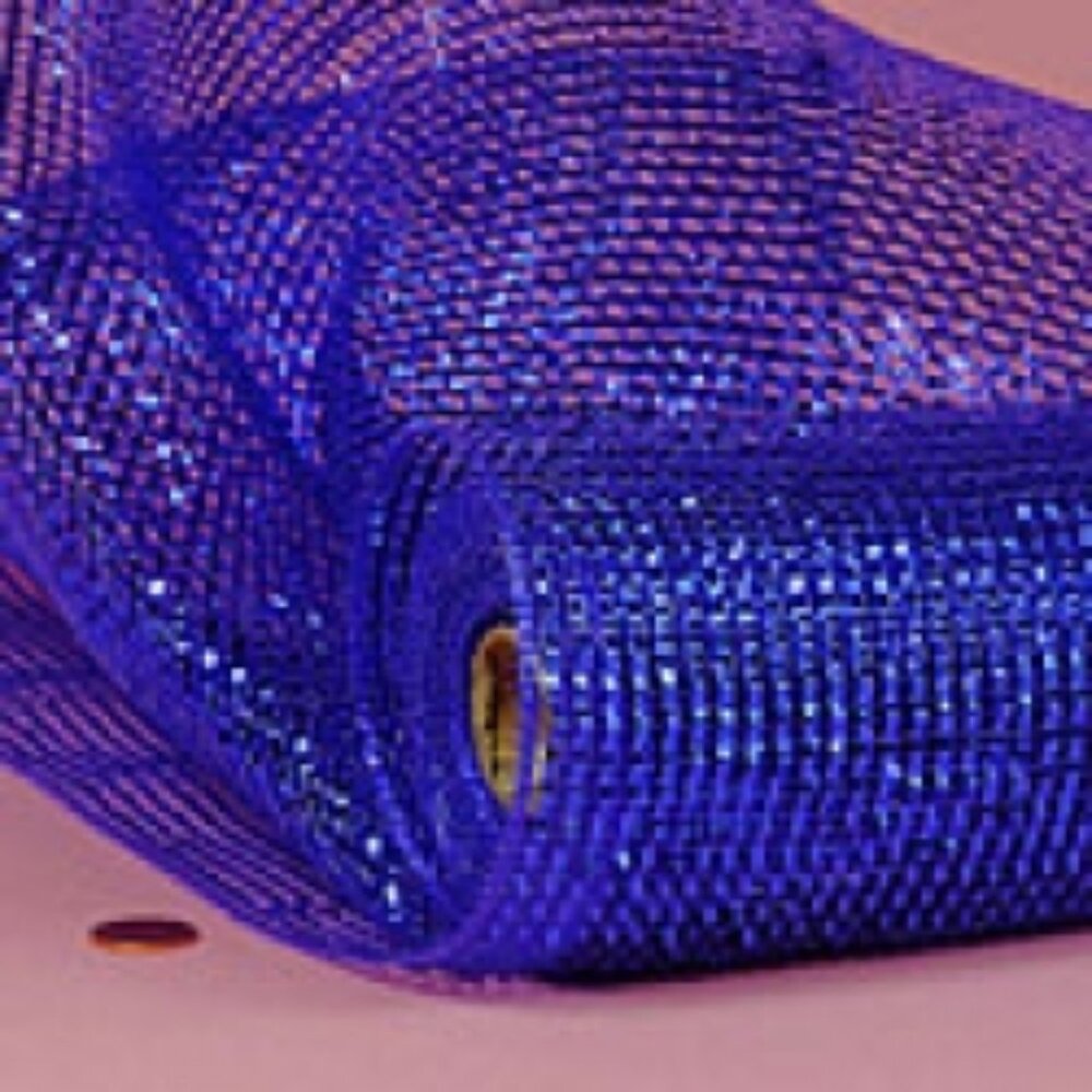 21" x 10" Poly Deco Mesh: Metallic Royal Blue